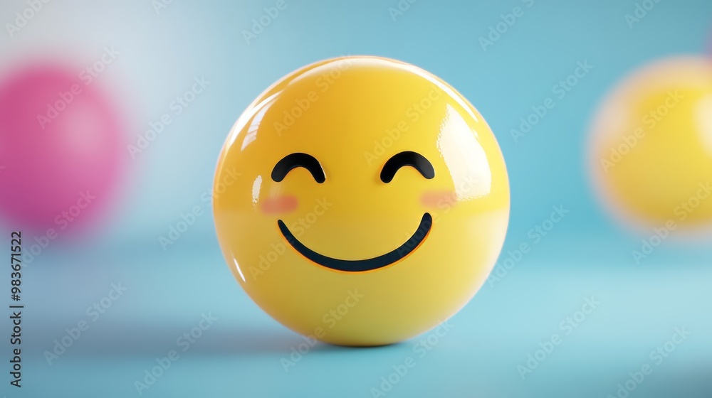 Fototapeta premium A bright and cheerful smile emoticon, radiating positivity and warmth, perfect for expressing joy and happiness in any digital conversation