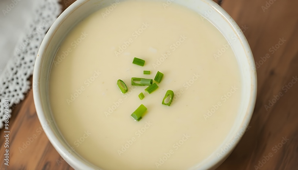 bowl of creamy potato soup with a sprinkle of green onions