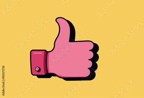 Pop Art Dental Graphic: Magenta Tooth with Thumbs Up on Sticker