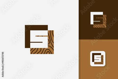 s letter wood logo design vector template	