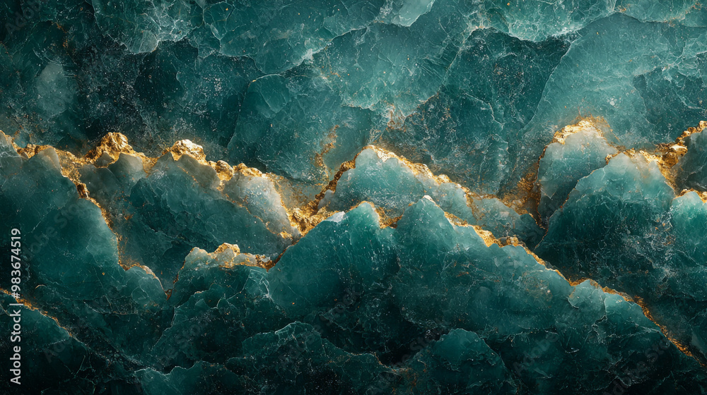 Teal and gold marble texture with veined pattern. Teal and gold marble texture with veined pattern.