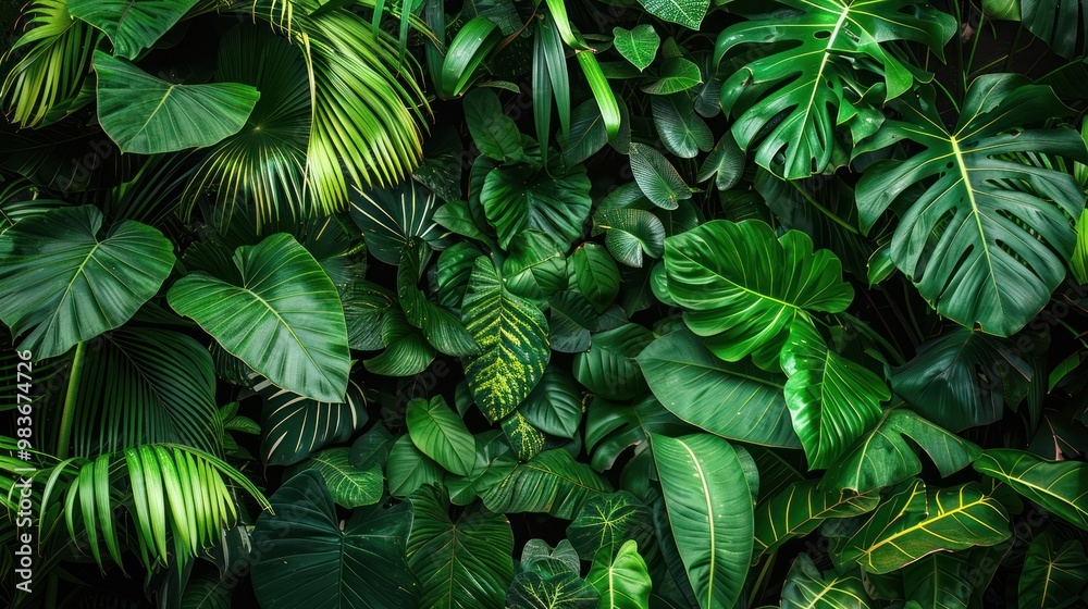 Obraz premium Lush Green Tropical Foliage