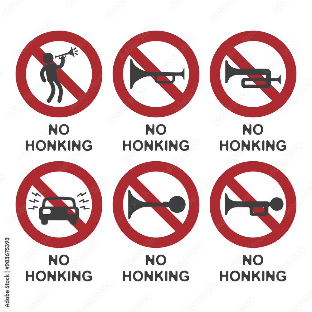 No honking allowed, flat logo No honking allowed, flat logo