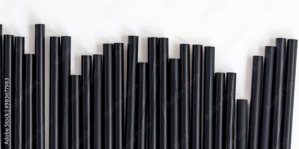 Obraz premium Sustainable Dark Paper Straws Set Against a Light Backdrop