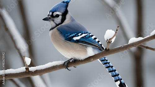 blue jay perched on a branch photo