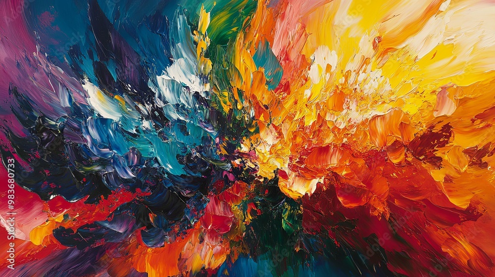 Abstract Painting with Vibrant Swirls of Color Abstract Painting with Vibrant Swirls of Color