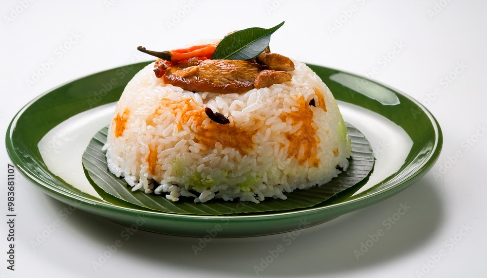 Malaysian Food, Nasi Kerabu on white background isolated. Malaysian Food, Nasi Kerabu on white background isolated.