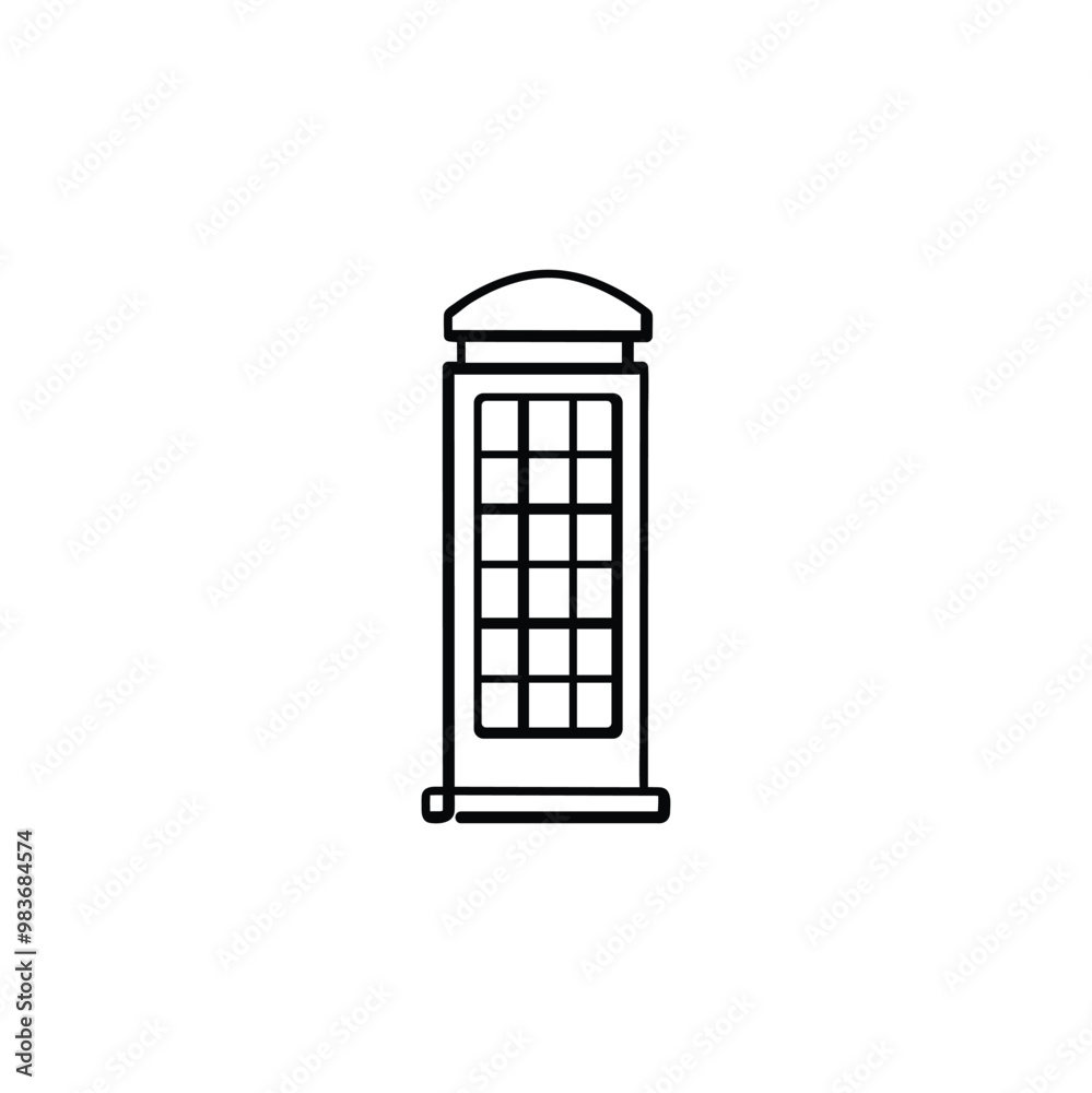 Telephone Box Line Style Icon Design
