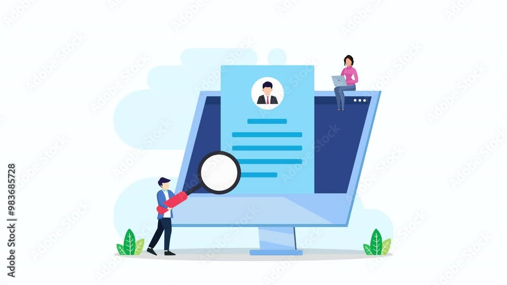 Hiring and recruitment concept. Job interview, recruitment agency 2d video animation 4k clip Hiring and recruitment concept. Job interview, recruitment agency 2d video animation 4k clip
