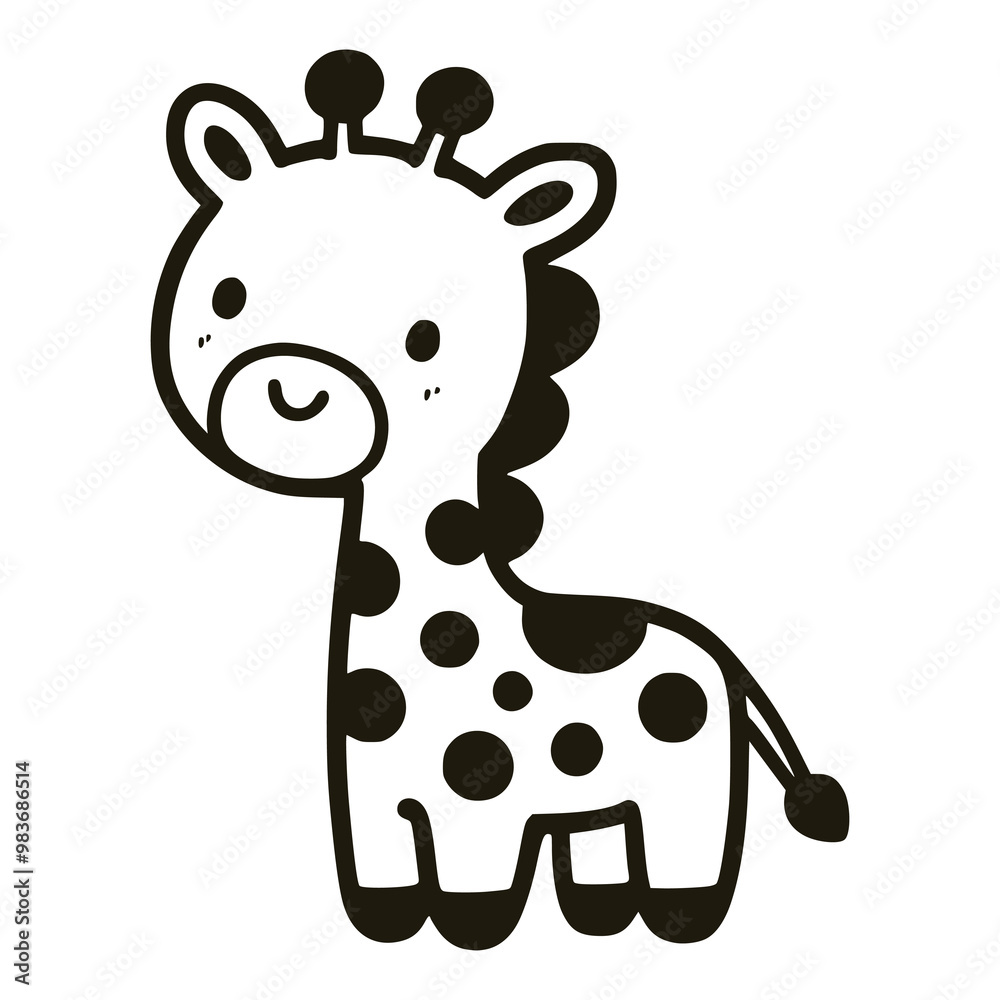 cute giraffe cartoon animal doodle hand drawn vector illustration template design