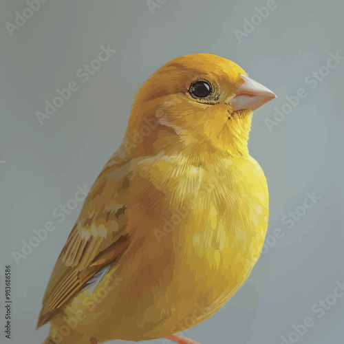 Yellow canary (Canary canaryensis) on gray background