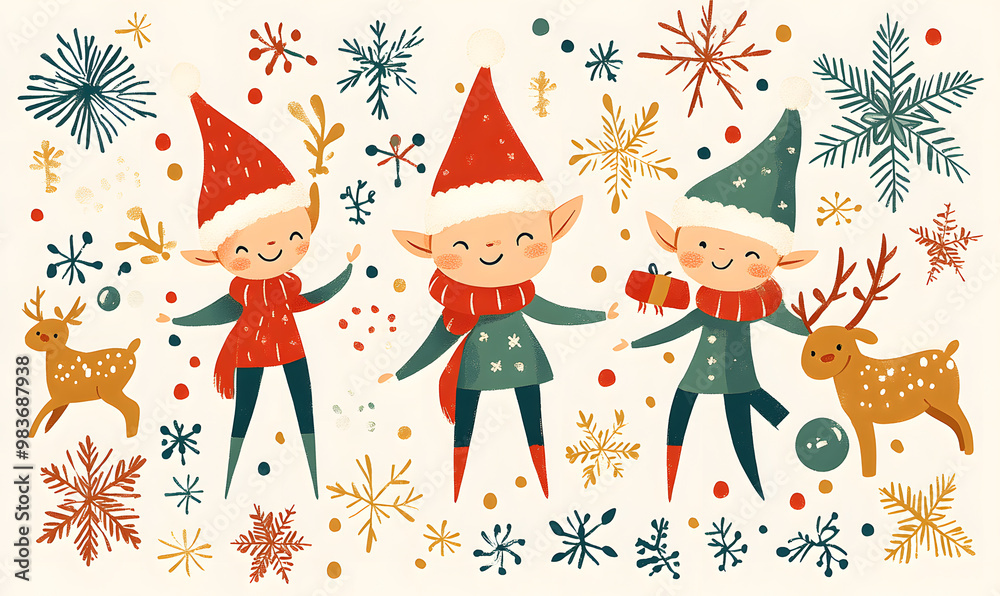 Fototapeta premium Christmas and New Year-themed graphic background