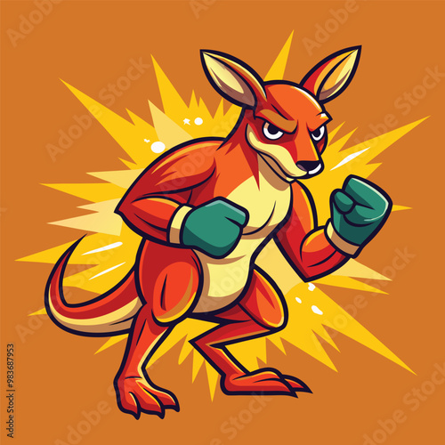 Kangaroo Boxing isolated on dynamic and vibrant vector illustration