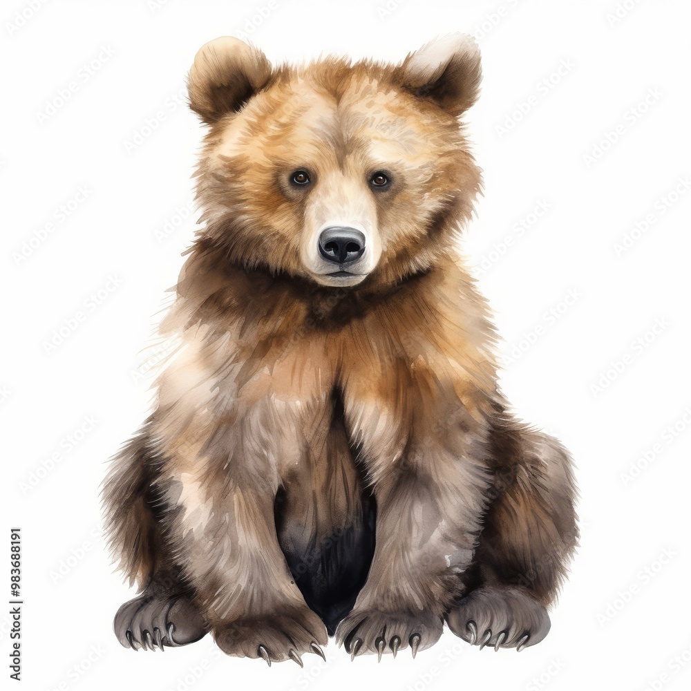 Cute Baby Bear Illustration - Realistic Brown Bear Cub Art for Animal Lovers and Children's Decor Cute Baby Bear Illustration - Realistic Brown Bear Cub Art for Animal Lovers and Children's Decor