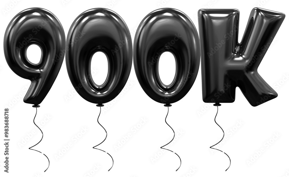 900K Follow Balloon Black Number 3D 900K Follow Balloon Black Number 3D