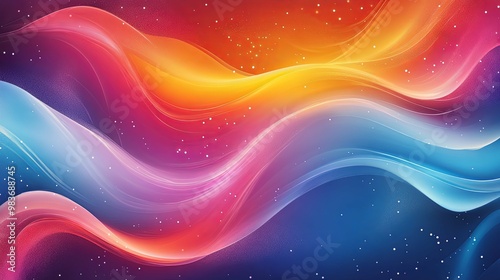 Abstract Colorful Waves with Glowing Lights