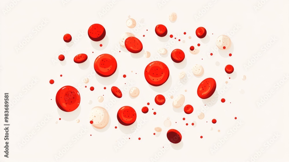 Abstract red and white circular objects on a white background, creating a modern minimalist design perfect for creative projects. Abstract red and white circular objects on a white background, creating a modern minimalist design perfect for creative projects.