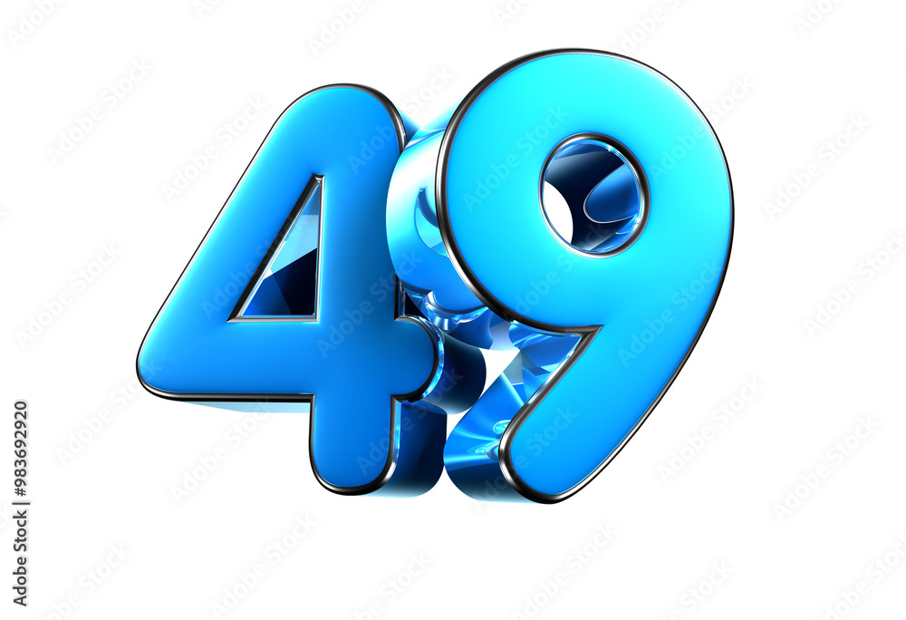 Blue number 49 3d illustration. Advertising signs. Product design. Product sales Blue number 49 3d illustration. Advertising signs. Product design. Product sales