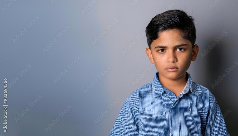 A close-up of a sad boy in a studio, with soft lighting and a blurred background, capturing his emotional expression. A close-up of a sad boy in a studio, with soft lighting and a blurred background, capturing his emotional expression.