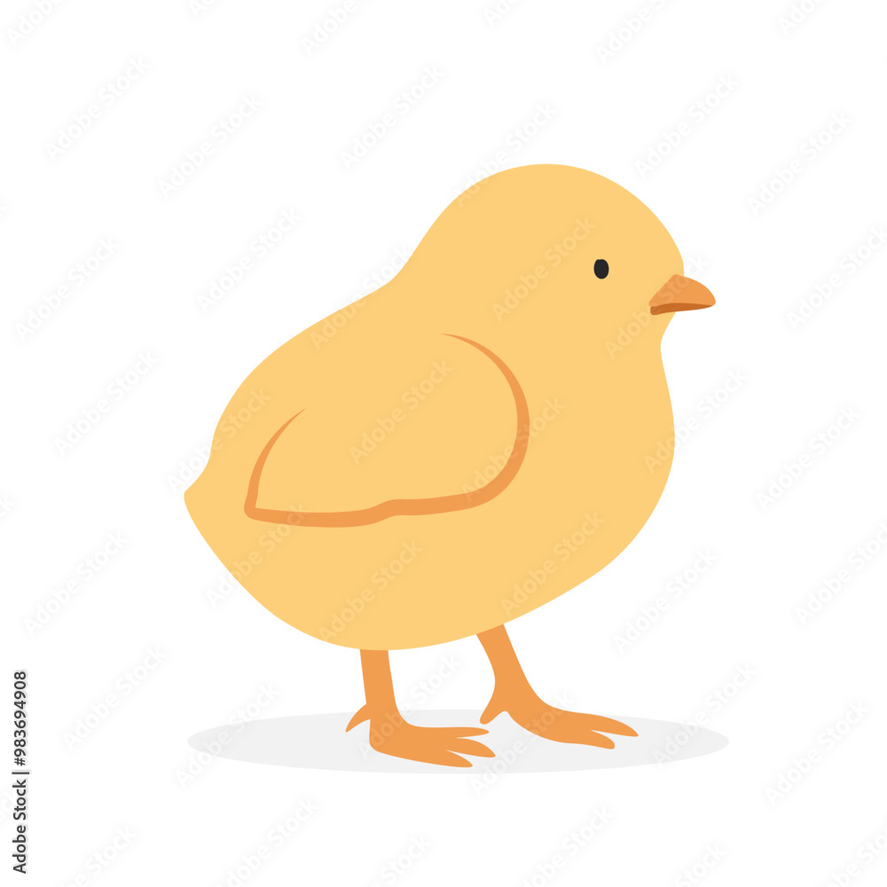 Baby chicken chick simple vector illustration. Yellow chick cartoon clipart, animal in flat style. Farm animals concept, rural farming. Livestock poultry baby chicken vector design isolated on white Baby chicken chick simple vector illustration. Yellow chick cartoon clipart, animal in flat style. Farm animals concept, rural farming. Livestock poultry baby chicken vector design isolated on white