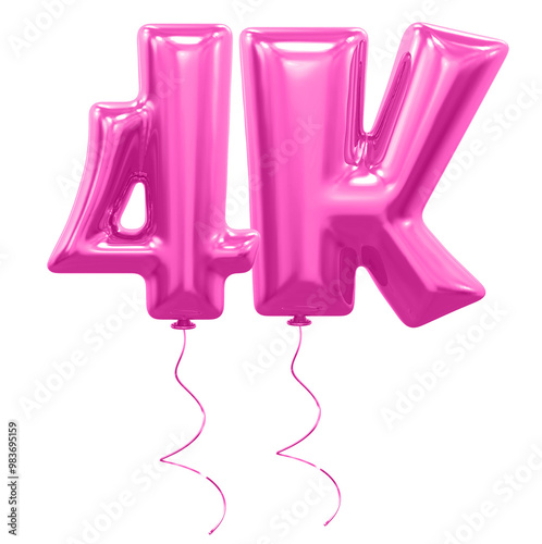 4K Follow Balloon Pink Number 3D