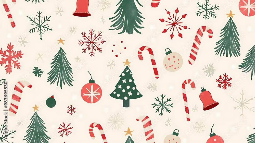 Festive Christmas Icons Seamless Pattern