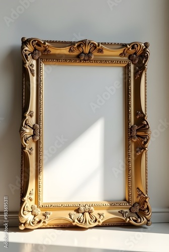 豪華なフォトフレームに光と影が差し込む画像