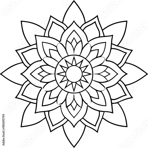 a vector of black and white colour design of a mandala with a white background mandala line art 