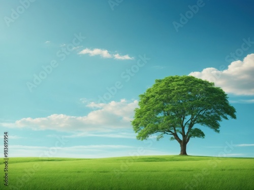 green field tree and blue sky great as a background