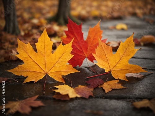 autumn season concept, 3 maple leaf background