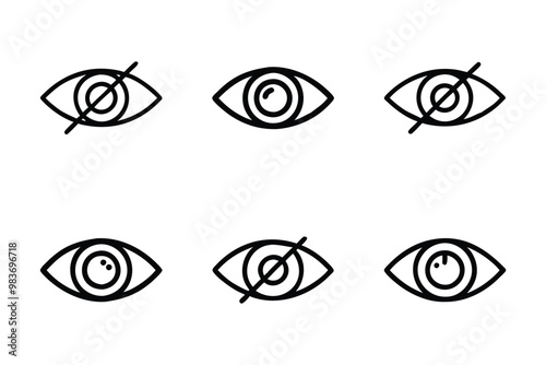 Eye icon bundle set in creative vector style