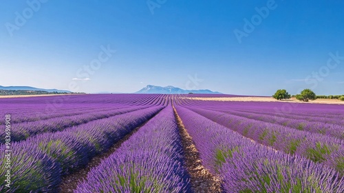 Lavender Fields Under a Blue Sky