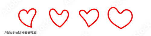 heart shape art line, heart doodle hand drawn, heart sticker cute