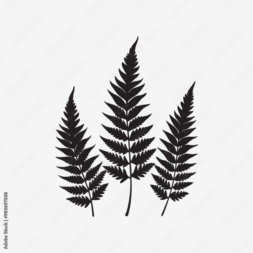 Evergreen Leaf Black and White Vector Template Set for Cutting and Printing