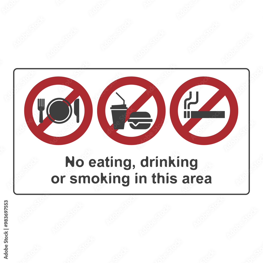 No eating or drinking, no smoking, flat logo No eating or drinking, no smoking, flat logo