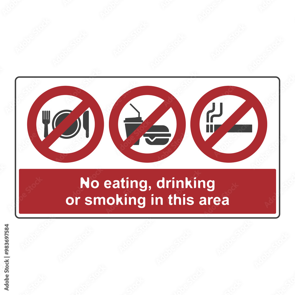 No eating or drinking, no smoking, flat logo No eating or drinking, no smoking, flat logo