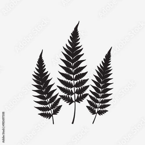 Evergreen Leaf Black and White Vector Template Set for Cutting and Printing