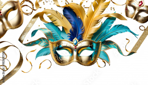 Obraz na płótnie banner party gold masquerade illustration table venetian disguise dark background shiny carnival mask mask carnival background celebration party festival masquerade theatre venetian holiday face w salonie
