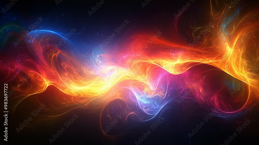 Abstract Swirling Energy in Vibrant Hues of Red, Orange, Yellow, and Blue Abstract Swirling Energy in Vibrant Hues of Red, Orange, Yellow, and Blue