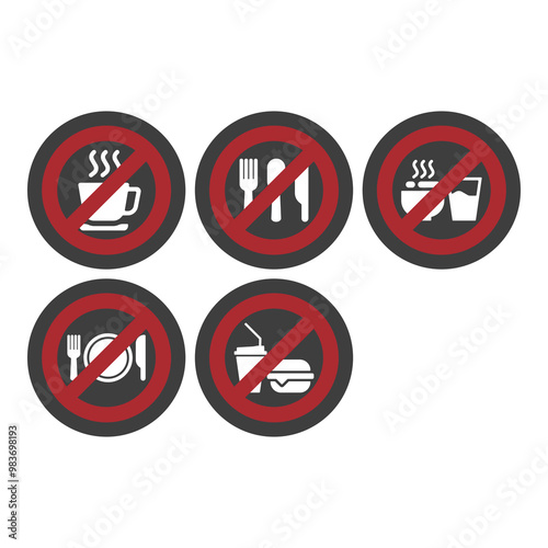 No eating or drinking, no smoking, flat logo