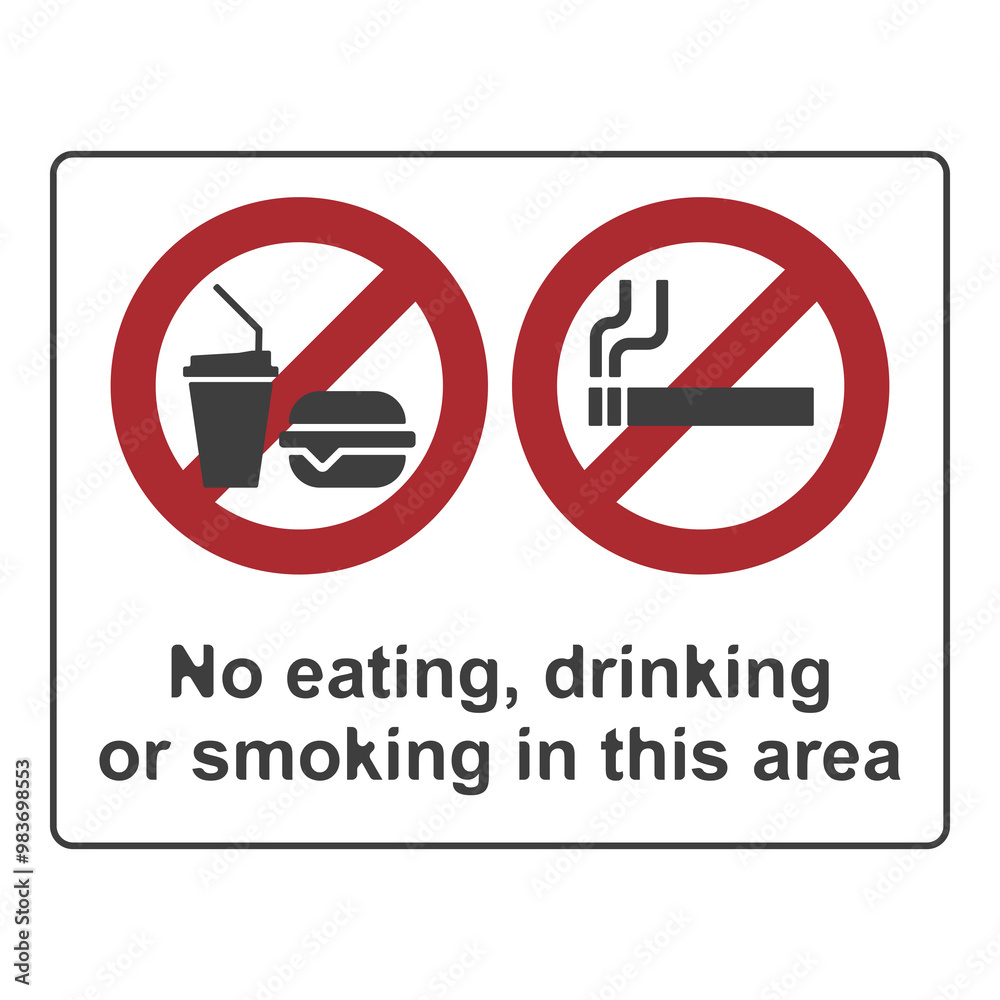No eating or drinking, no smoking, flat logo No eating or drinking, no smoking, flat logo