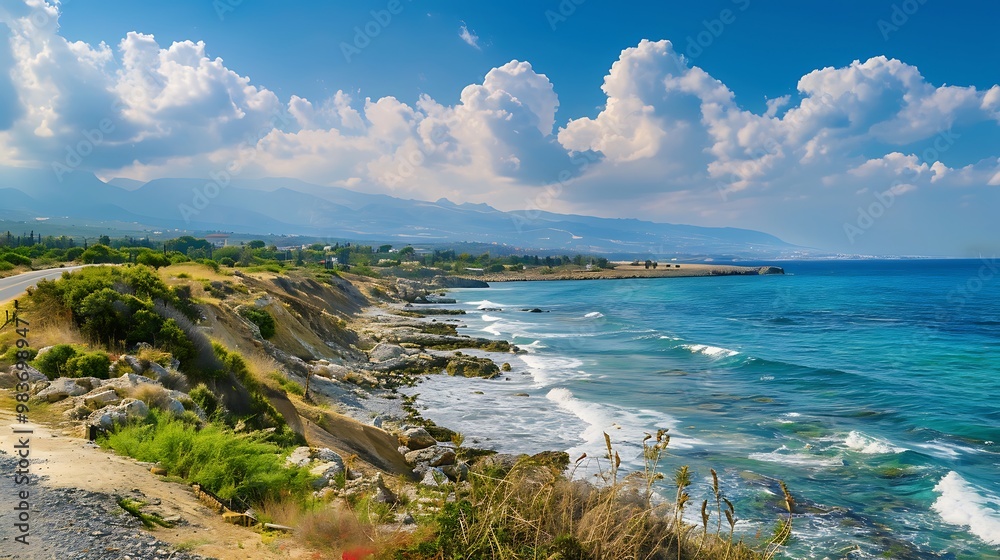 Fototapeta premium Cyprus coastline. Beautiful view of Mediterranean Sea