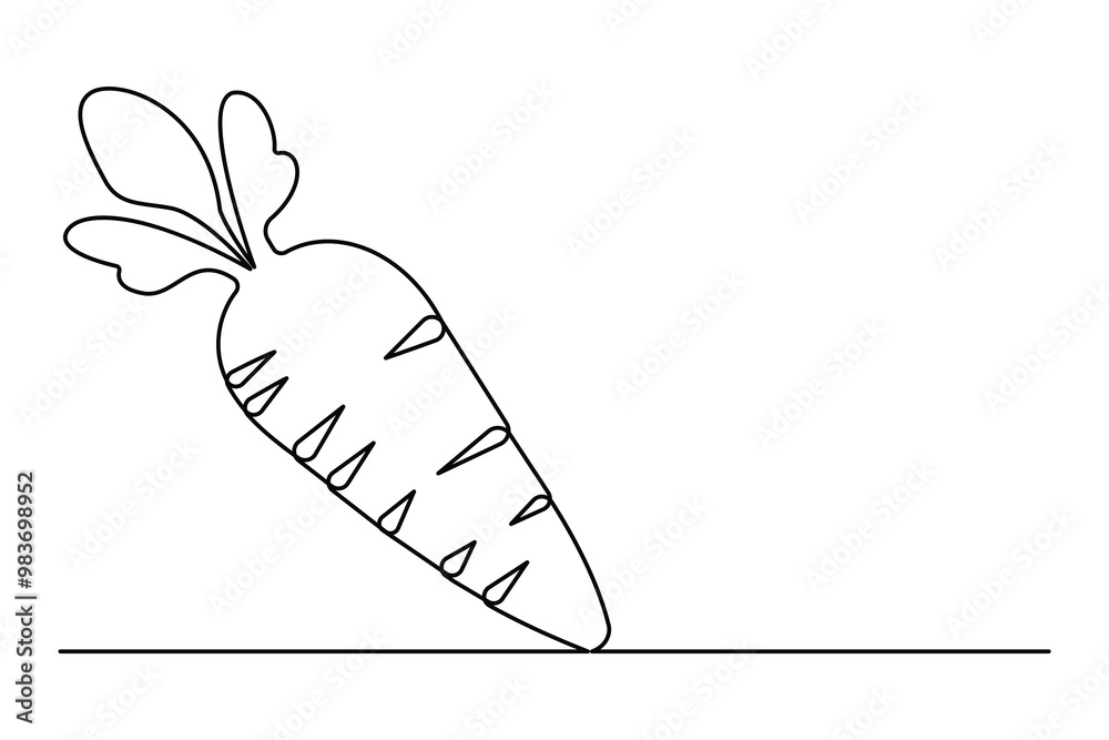 Continuous one line drawing of isolated carrot outline vector art illustration
Continuous one line drawing of isolated carrot outline vector art illustration