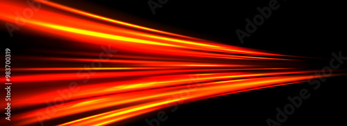 Glowing neon light trail element. Bright red purple speed line wave. Hot luminous curved path concept. Abstract bent dynamic motion stripes. Shiny fire streaks for poster, banner, flyer. Vector