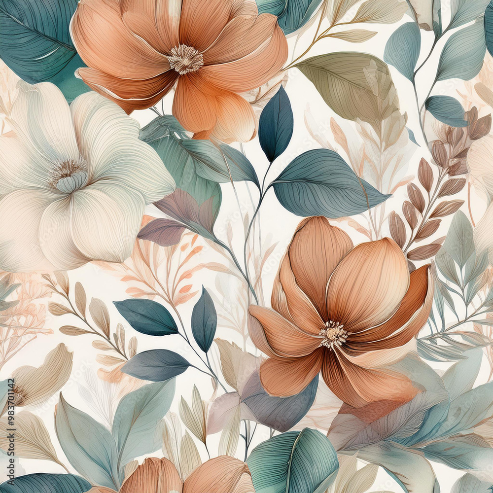 a wallpaper with flowers and leaves from the collection a wallpaper with flowers and leaves from the collection