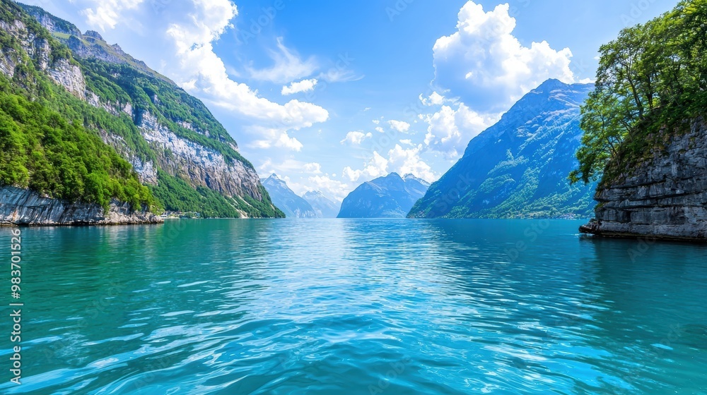 Serene Mountain Lake in Switzerland Serene Mountain Lake in Switzerland