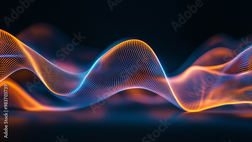 Colorful wave patterns representing sound frequencies in a dark background environment