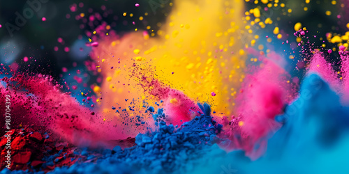 Colorful Indian Holi Powder in Bowls