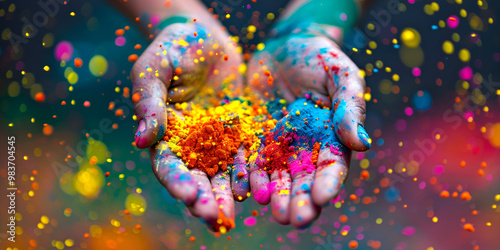 Colorful Indian Holi Powder in Bowls