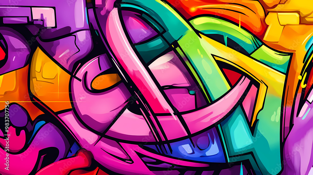 custom made wallpaper toronto digitalColorful graffiti illustration. urban art and street culture concept. Graffiti Mural. Illustration